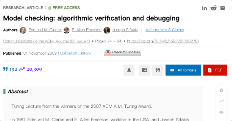 Model checking: algorithmic verification and debugging